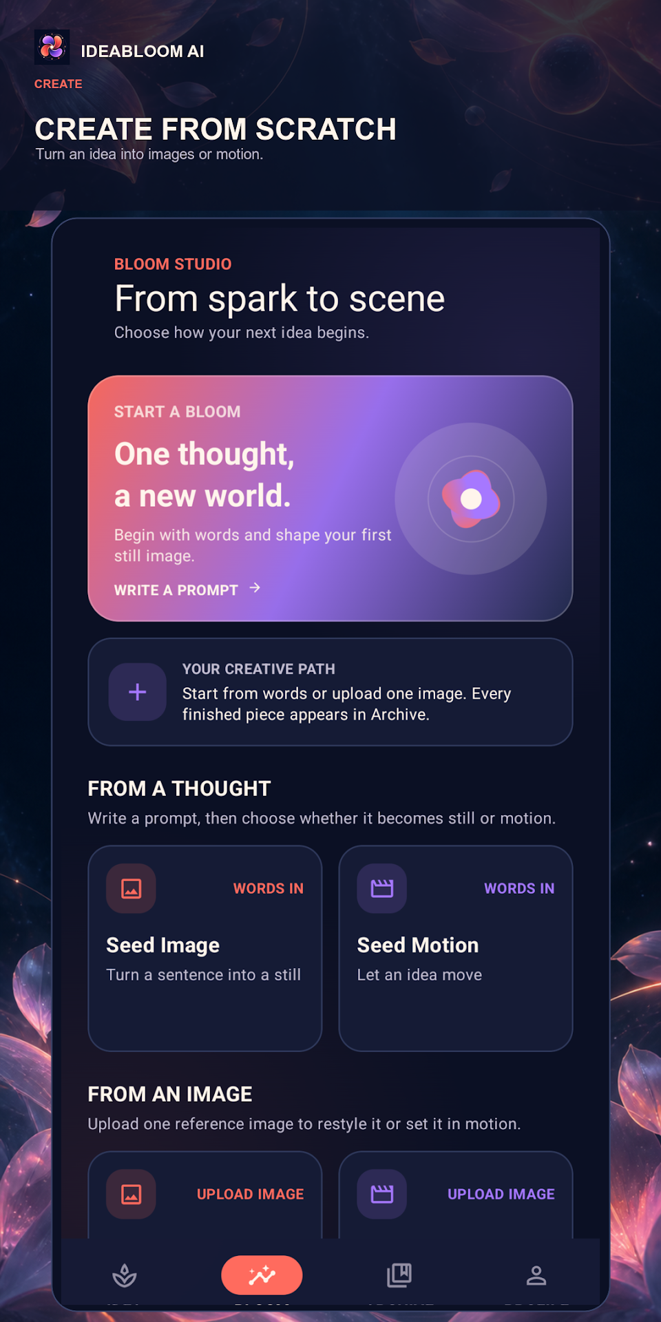 IdeaBloom AI Bloom Studio - Create from Scratch